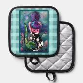 Whimsical Abstract Mermaid Nautical Teal Seashells Topflappen (Vorderseite/Rückseite)
