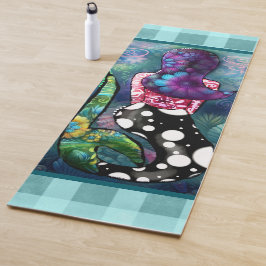 Whimsical Abstract Mermaid Nautical Teal Seashells Yogamatte