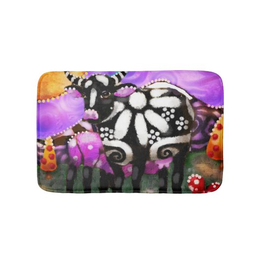 Whimsical Abstract Momma & Baby Cow Funky Farm Badematte (Vorderseite)