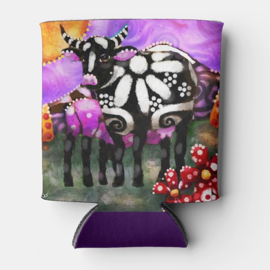 Whimsical Abstract Momma & Baby Cow Funky Farm Dosenkühler (Vorderseite)