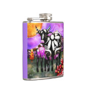 Whimsical Abstract Momma & Baby Cow Funky Farm Flachmann (Rechts)