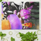 Whimsical Abstract Momma & Baby Cow Funky Farm Geschirrtuch (Gefaltet)