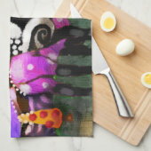Whimsical Abstract Momma & Baby Cow Funky Farm Geschirrtuch (Viertel Falte)
