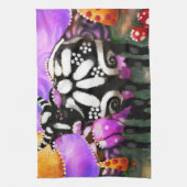 Whimsical Abstract Momma & Baby Cow Funky Farm Geschirrtuch (Vertikal)