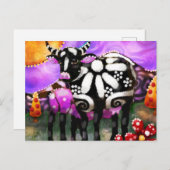 Whimsical Abstract Momma & Baby Cow Funky Farm Postkarte (Vorne/Hinten)