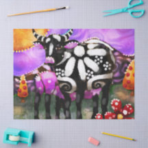 Whimsical Abstract Mutter- und Babykuh-Decoupage