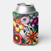 Whimsical Abstract Puffin Bird In Flowers Dosenkühler (Kanne Rückseite)