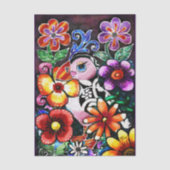 Whimsical Abstract Puffin Bird In Flowers Seidenpapier (Vorderseite)