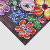 Whimsical Abstract Puffin Bird In Flowers Seidenpapier (Ausschnitt)