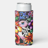 Whimsical Abstract Puffin Bird In Flowers Selters Dosenkühler (Seltzer Vorderseite)