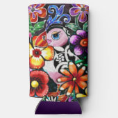 Whimsical Abstract Puffin Bird In Flowers Selters Dosenkühler (Rückseite)