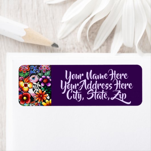 Whimsical Abstract Puffin Return Address Label (Insitu)