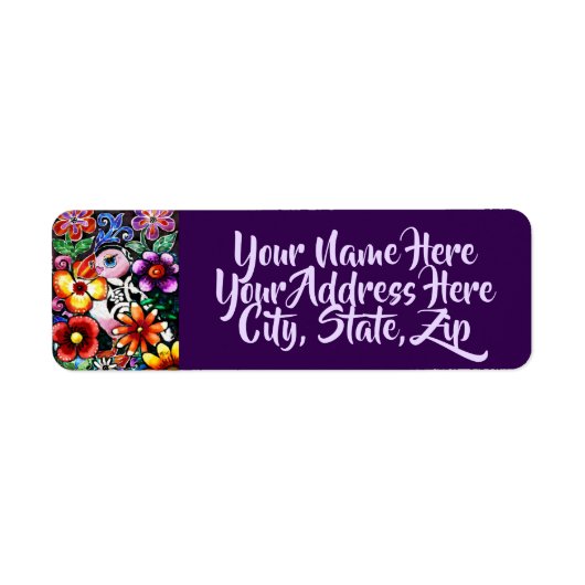 Whimsical Abstract Puffin Return Address Label (Vorne)
