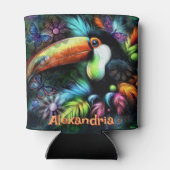 Whimsical Abstract Toucan Bird Personalized Dosenkühler (Rückseite)