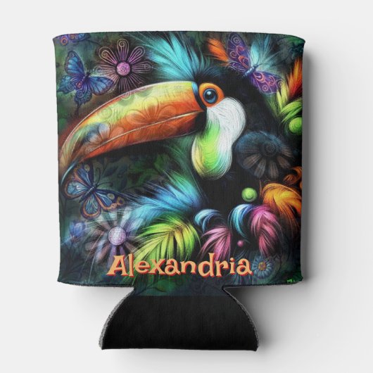 Whimsical Abstract Toucan Bird Personalized Dosenkühler (Rückseite)