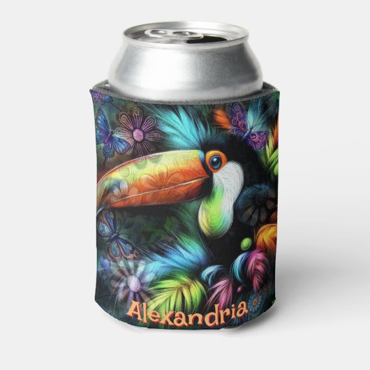 Whimsical Abstract Toucan Bird Personalized Dosenkühler (Kanne Rückseite)