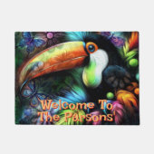 Whimsical Abstract Toucan Bird Personalized Fußmatte (Vorderseite)