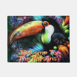 Whimsical Abstract Toucan Bird Personalized Fußmatte