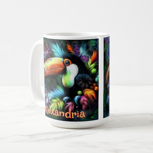 Whimsical Abstract Toucan Bird Personalized Kaffeetasse (Vorderseite Links)