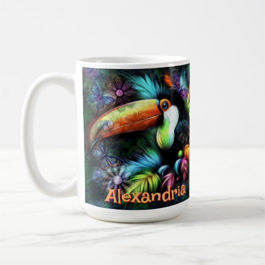 Whimsical Abstract Toucan Bird Personalized Kaffeetasse (Links)