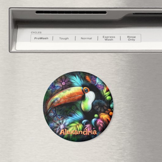 Whimsical Abstract Toucan Bird Personalized Magnet (In Situ (Geschirrspüler))