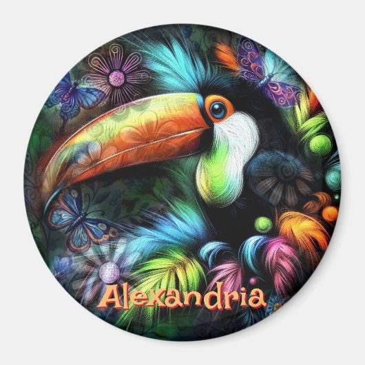 Whimsical Abstract Toucan Bird Personalized Magnet (Vorne)