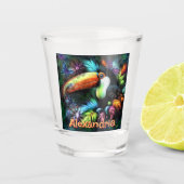 Whimsical Abstract Toucan Bird Personalized Schnapsglas (Vorderseite)