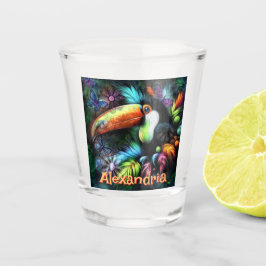 Whimsical Abstract Toucan Bird Personalized Schnapsglas