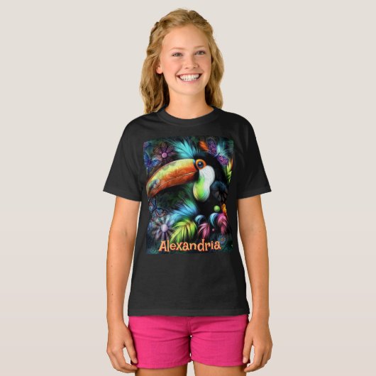 Whimsical Abstract Toucan Bird Personalized T-Shirt (Vorne ganz)