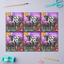 Whimsical Abstracte Mutter- und Babykuh-Dekupage