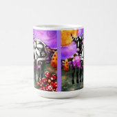 Whimsical Abstracte Mutter und Babykuh Funky-Farm Kaffeetasse (Mittel)