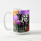 Whimsical Abstracte Mutter und Babykuh Funky-Farm Kaffeetasse (Links)