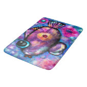 Whimsical Abstrakt Big Eye Fisch Lila Aquamarin Ro Badematte (Schrägansicht)