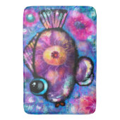 Whimsical Abstrakt Big Eye Fisch Lila Aquamarin Ro Badematte (Vorderseite Vertikal)