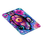 Whimsical Abstrakt Big Eye Fisch Lila Aquamarin Ro Magnet (Rechte Seite)