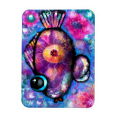 Whimsical Abstrakt Big Eye Fisch Lila Aquamarin Ro Magnet (Vertikal)