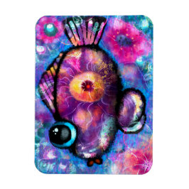 Whimsical Abstrakt Big Eye Fisch Lila Aquamarin Ro Magnet
