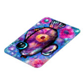 Whimsical Abstrakt Big Eye Fisch Lila Aquamarin Ro Magnet (Linke Seite)