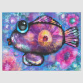 Whimsical Abstrakt Big Mit Augen Fish Floral Decou Seidenpapier (Vorderseite)