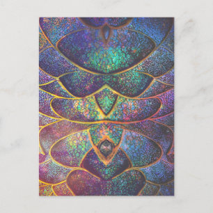 Whimsical Abstrakt Dragon Scales Cooles Fraktal Ku Postkarte