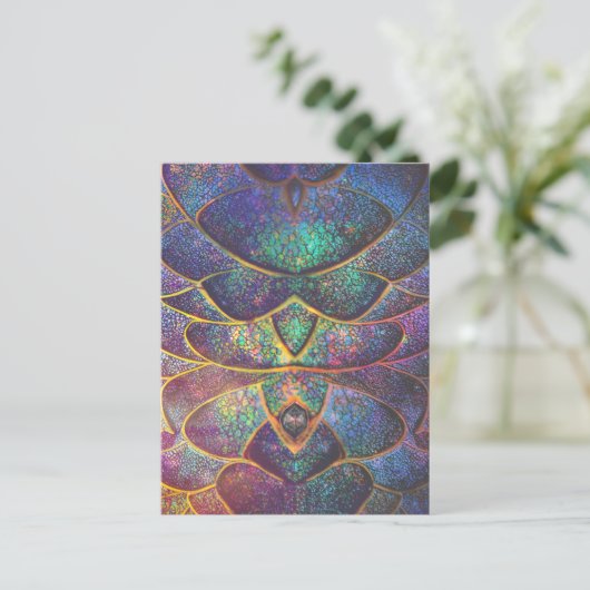 Whimsical Abstrakt Dragon Scales Cooles Fraktal Ku Postkarte (Stehend Vorderseite)