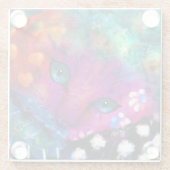 Whimsical Abstrakt Dreamy Kitty Cat Aquamarin Lila Glasuntersetzer (Rückseite)