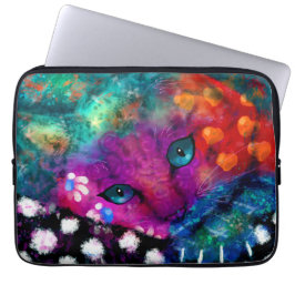 Whimsical Abstrakt Dreamy Kitty Cat Aquamarin Lila Laptopschutzhülle