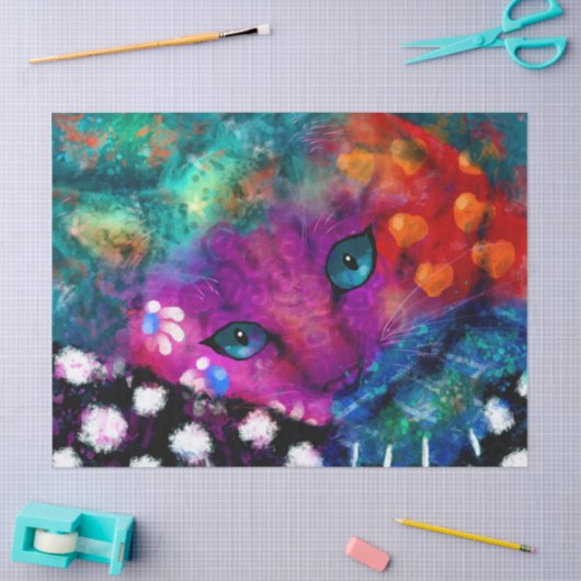Whimsical Abstrakt Dreamy Kitty Cat Decoupage Seidenpapier (Basteln)