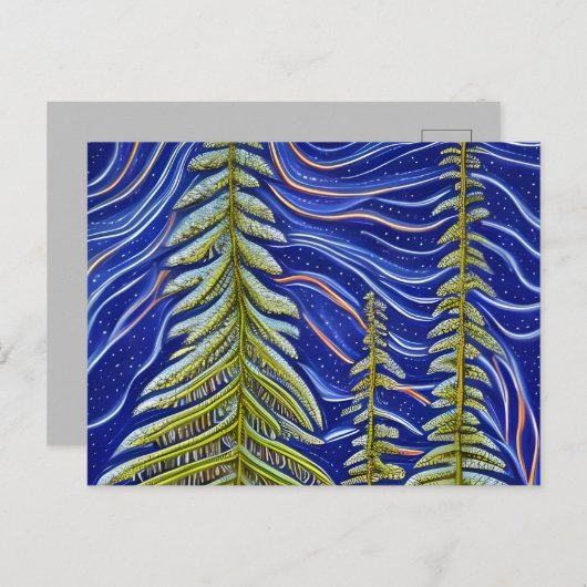 Whimsical Abstrakt Evergreens Postkarte (Vorne/Hinten)