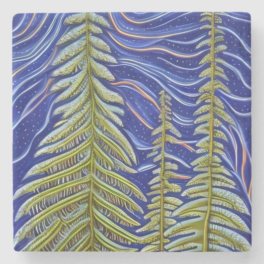 Whimsical Abstrakt Evergreens Steinuntersetzer (Vorderseite)