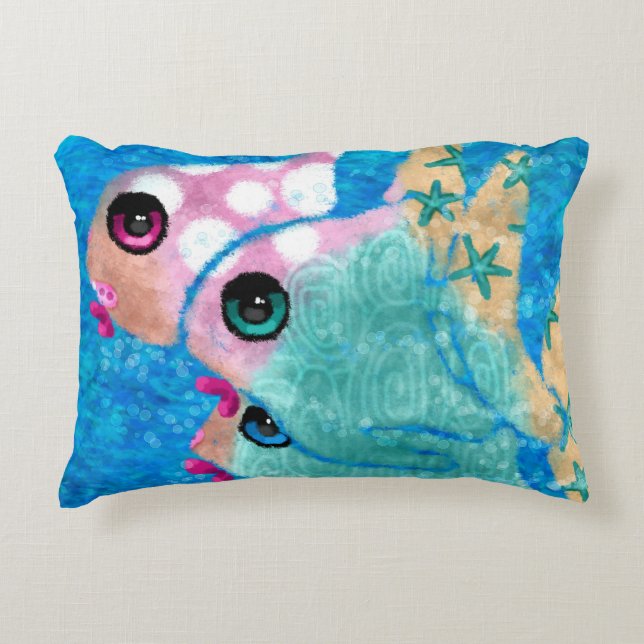 Whimsical Abstrakt Fish Accent Throw Kissen (Vorderseite)