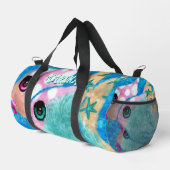 Whimsical Abstrakt Fish Trio Blue Personalisiert Duffle Bag (Rechte Ecke)