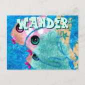 Whimsical Abstrakt Fish Trio Blue Personalisiert Postkarte (Vorderseite)