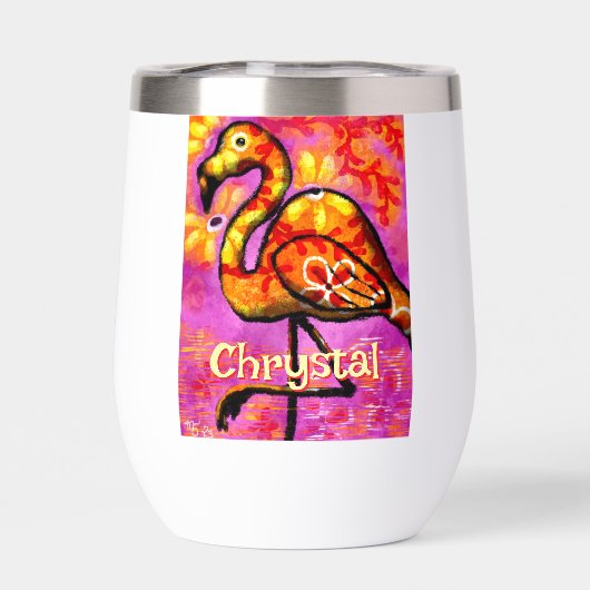 Whimsical Abstrakt Flamingo Bird Personalisiert (Rückseite)